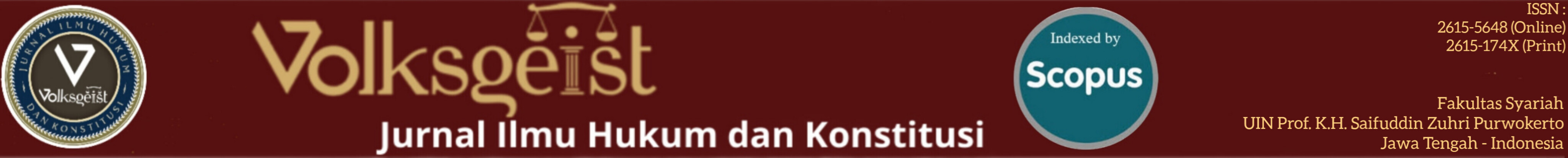 Header Volksgeist: Jurnal Ilmu Hukum dan Konstitusi
